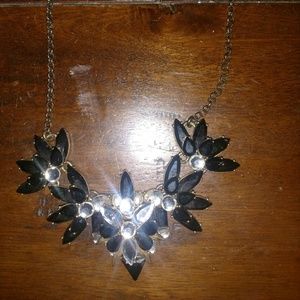 J. Crew black and clear crystal statement necklac